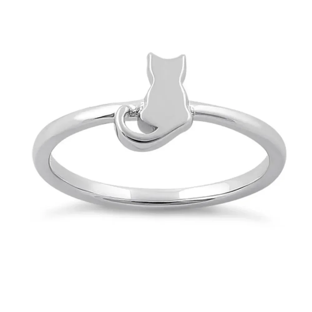 Sterling Silver Plain Cat Ring Size 11 New
